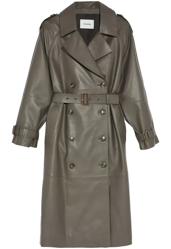 Yves Salomon trenchcoat med bälte - Grå