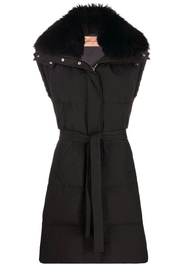 Yves Salomon ärmlös parkas - Svart