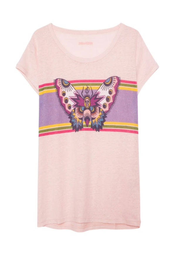 Zadig & Voltaire Meryl Butterfly T-shirt Rosa, Dam
