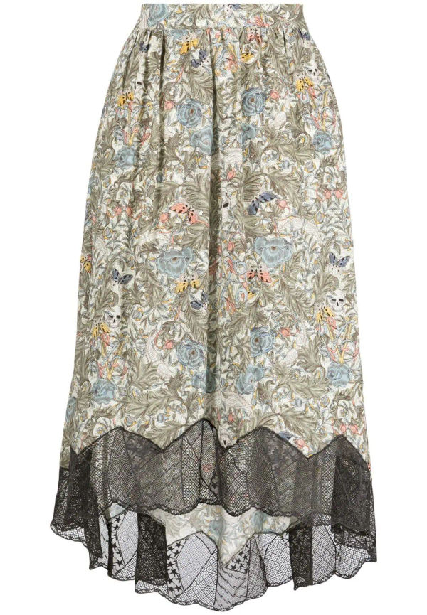 Zadig&Voltaire blommig kjol med spetskant - Grön