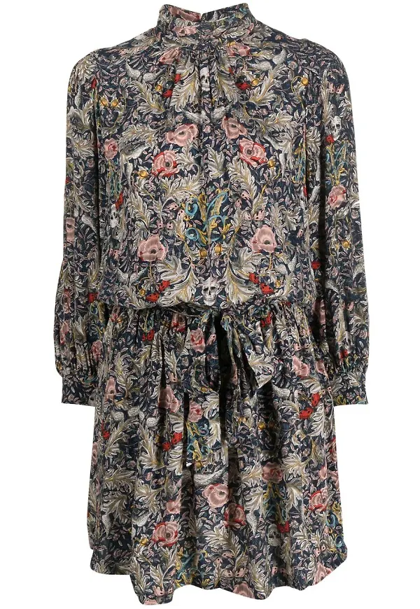 Zadig&Voltaire blommig långärmad klänning - Blå