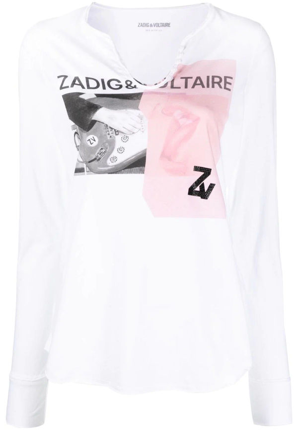 Zadig&Voltaire DKNY långärmad t-shirt med tryck - Vit
