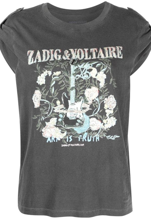 Zadig&Voltaire Donate Guitar t-shirt med tryck - Grå