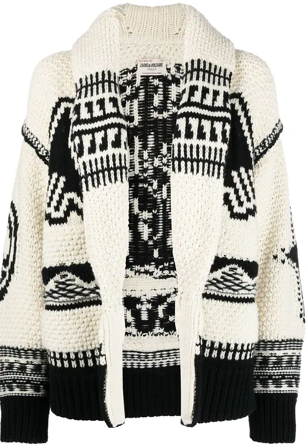 Zadig&Voltaire Ella intarsiastickad kofta - Vit