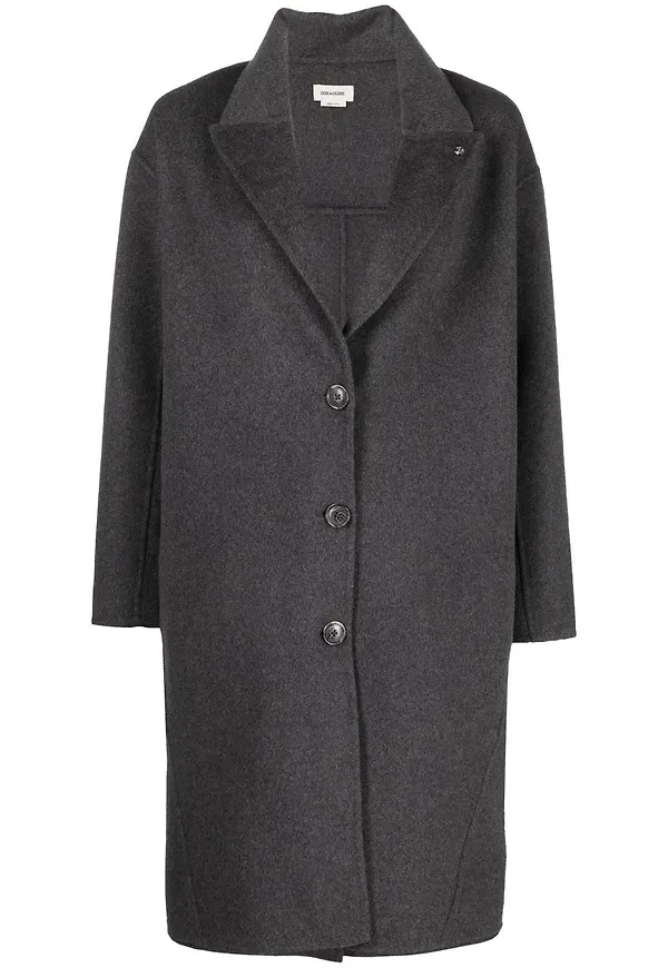Zadig&Voltaire enkelknäppt kappa med knäppning - Grå