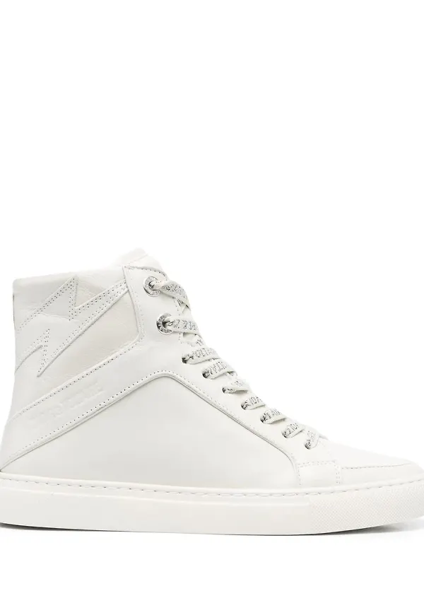 Zadig&Voltaire Flash höga lädersneakers - Neutral