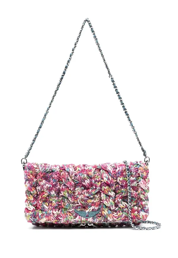 Zadig&Voltaire grovstickad axelväska - Rosa