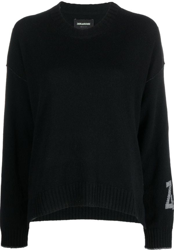 Zadig&Voltaire intarsiastickad kashmirtröja med logotyp - Svart