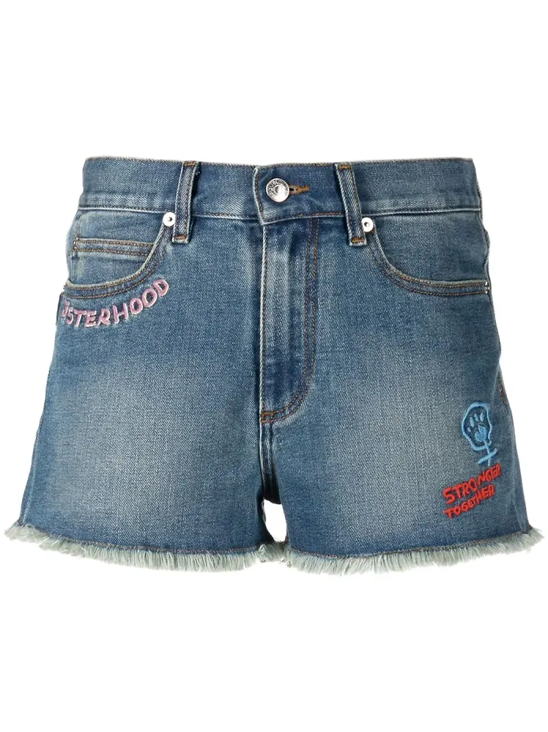 Zadig&Voltaire jeansshorts med fransar - Blå