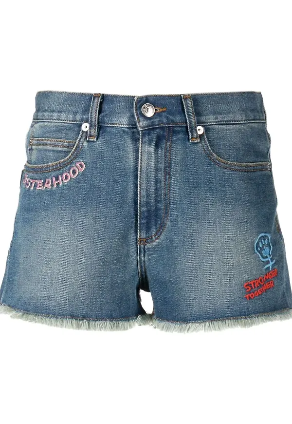 Zadig&Voltaire jeansshorts med fransar - Blå