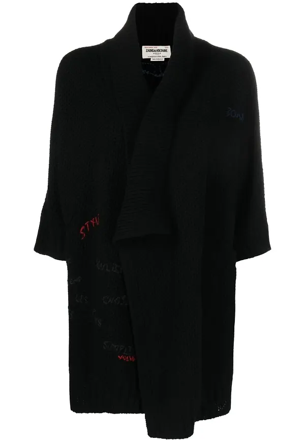 Zadig&Voltaire kashmirkofta med brodyr - Svart