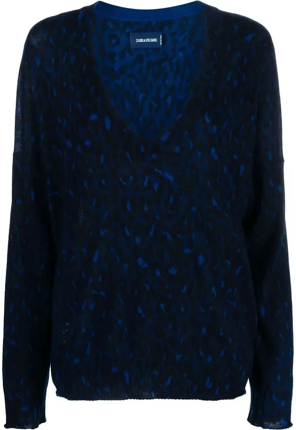 Zadig&Voltaire leopardmönstrad kashmirtröja - Blå