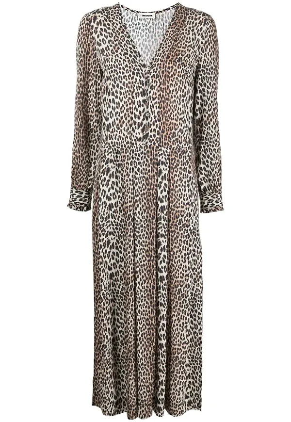 Zadig&Voltaire leopardmönstrad midiklänning - Neutral