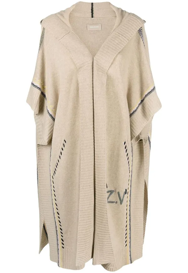 Zadig&Voltaire lång kofta med huva - Neutral
