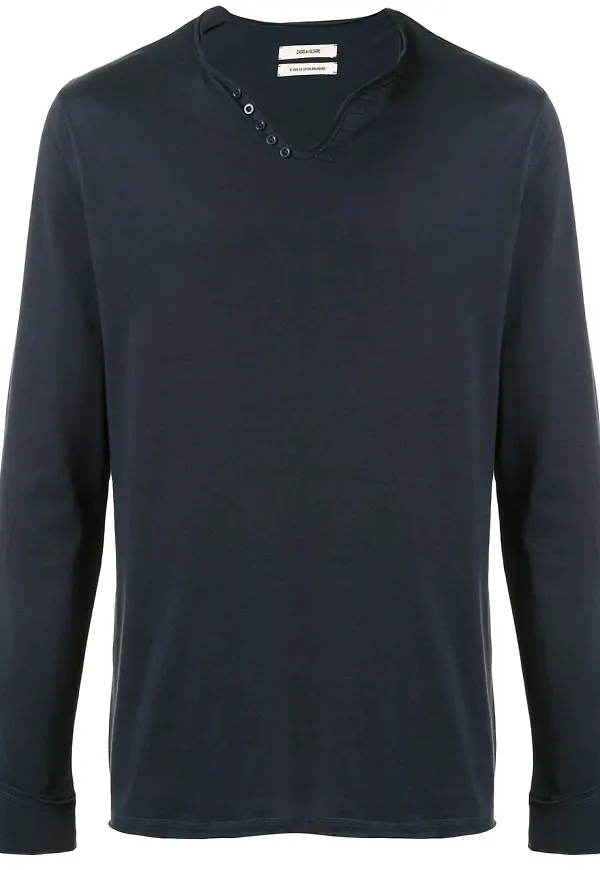 Zadig&Voltaire långärmad v-ringad t-shirt - Blå