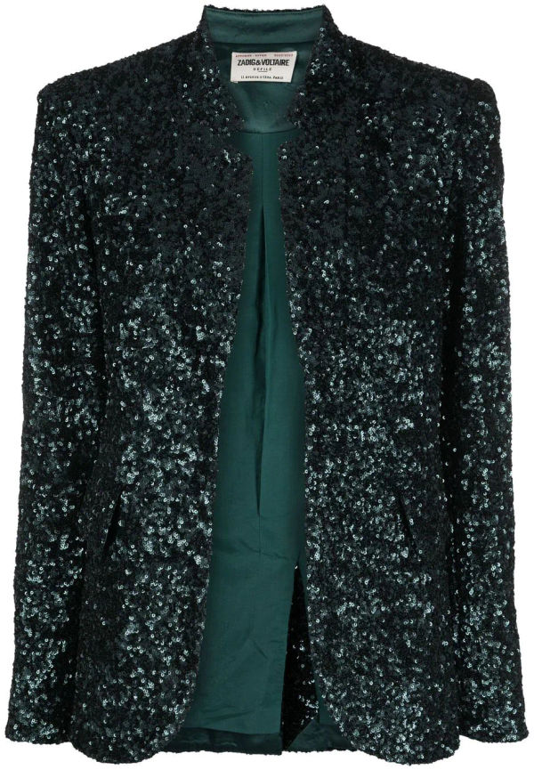 Zadig&Voltaire paljettblazer med knäppning - Grön