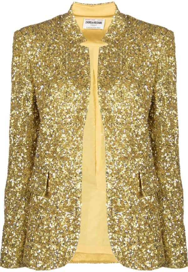 Zadig&Voltaire paljettblazer med knäppning - Gul