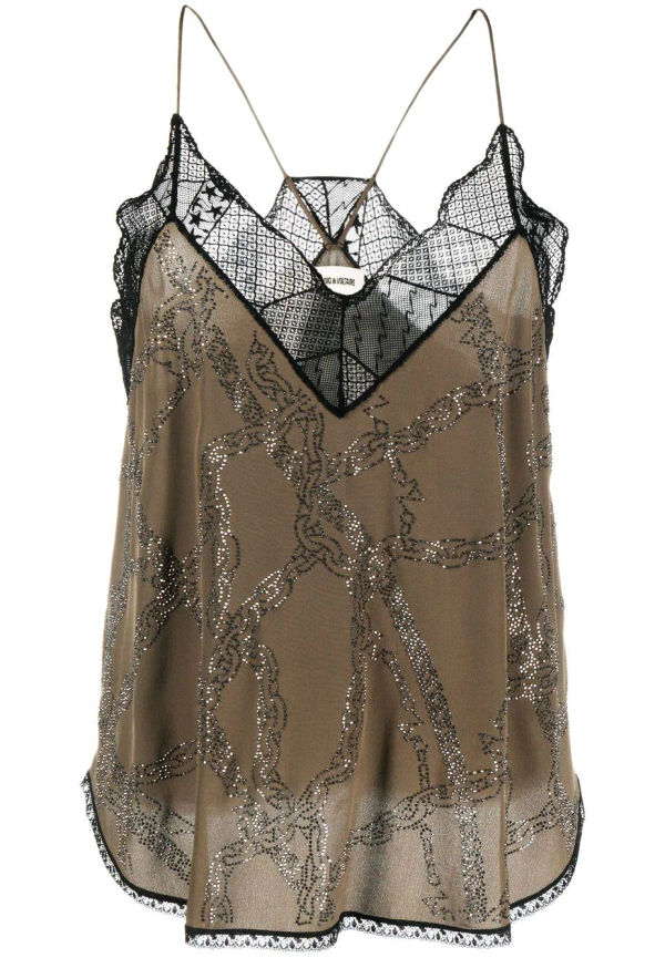 Zadig&Voltaire sidentopp med spetskant - Grön