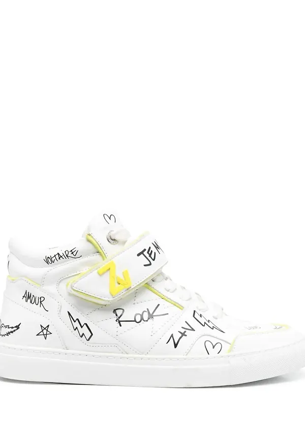 Zadig&Voltaire sneakers med graffititryck - Vit