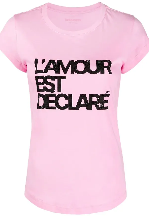 Zadig&Voltaire t-shirt med slogan - Rosa