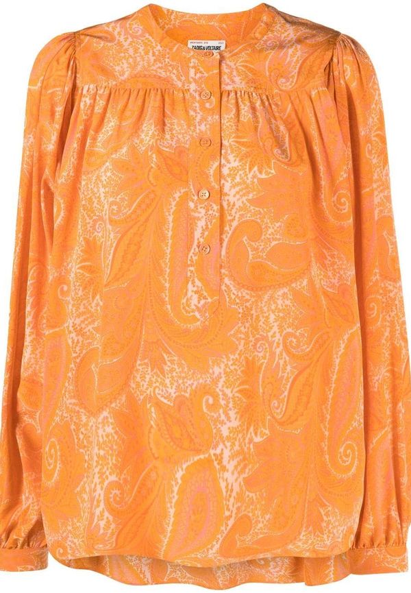 Zadig&Voltaire Tigy paisleymönstrad sidenblus - Orange