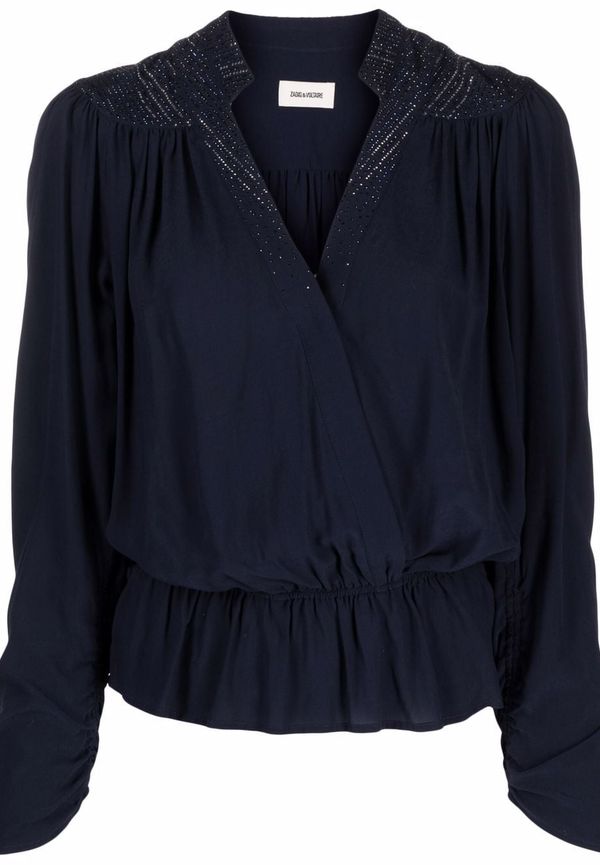 Zadig&Voltaire Tori långärmad omlottblus - Blå