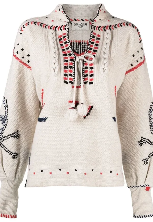 Zadig&Voltaire tröja med tofsdetalj - Neutral