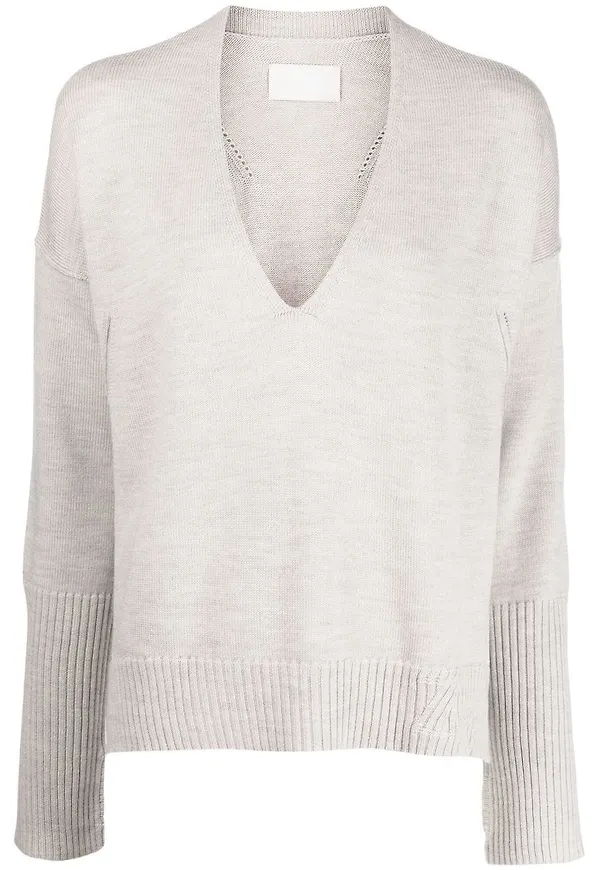Zadig&Voltaire v-ringad stickad tröja - Neutral