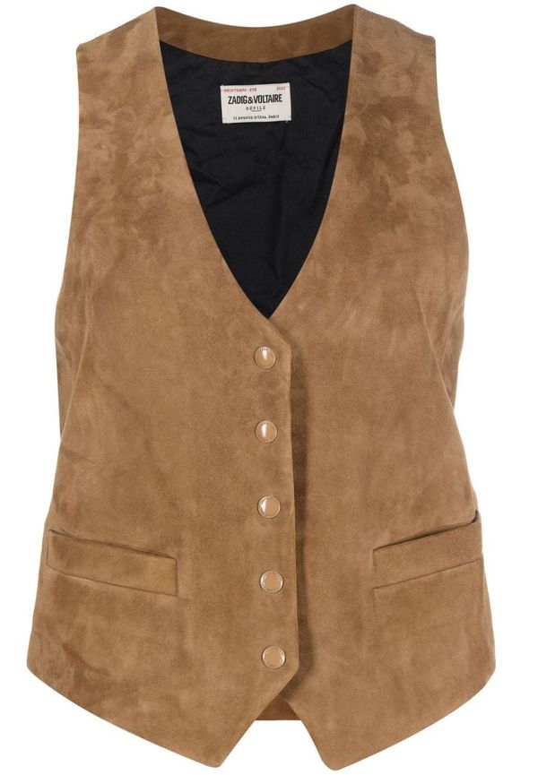 Zadig&Voltaire väst med knäppning - Brun