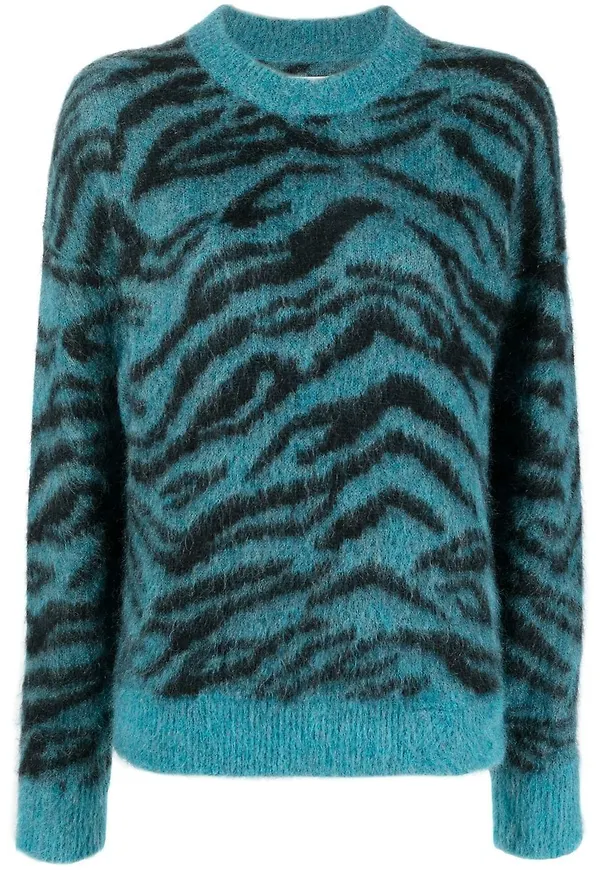 Zadig&Voltaire zebramönstrad stickad tröja - Blå