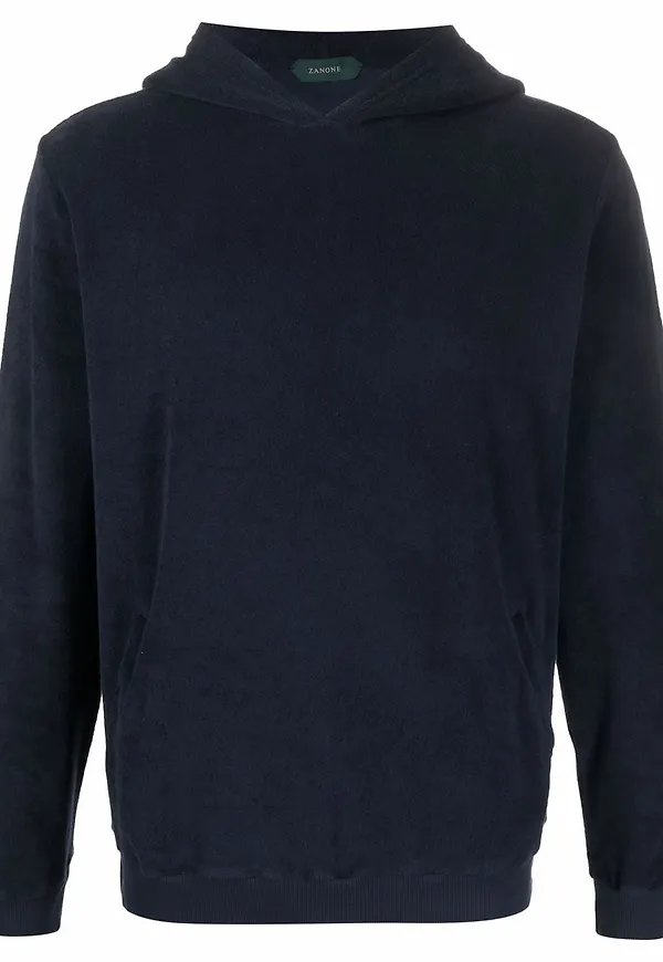 Zanone hoodie med ficka - Blå