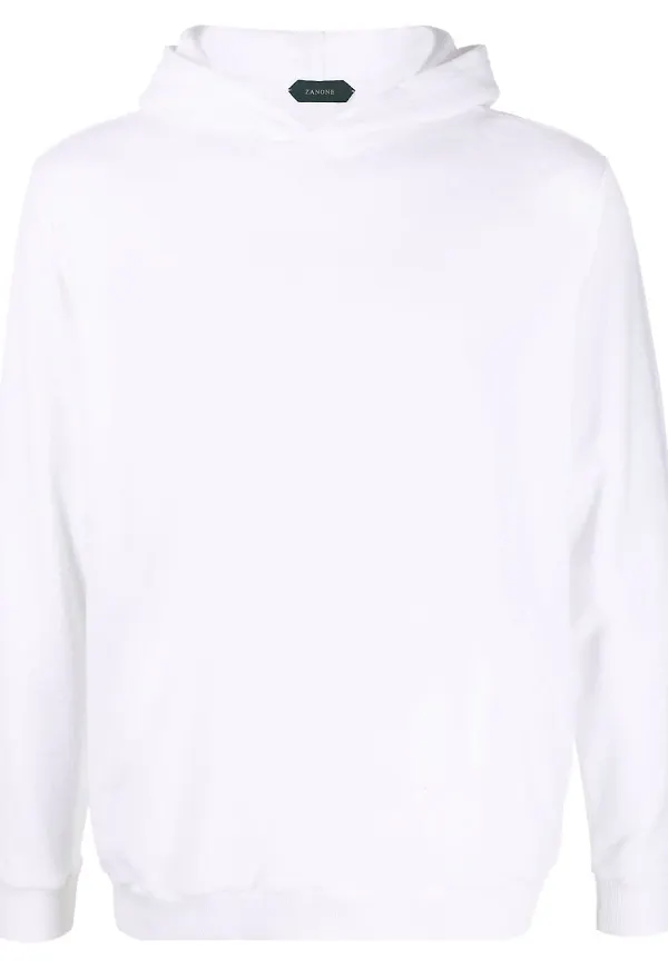 Zanone hoodie med ribbad detalj - Vit