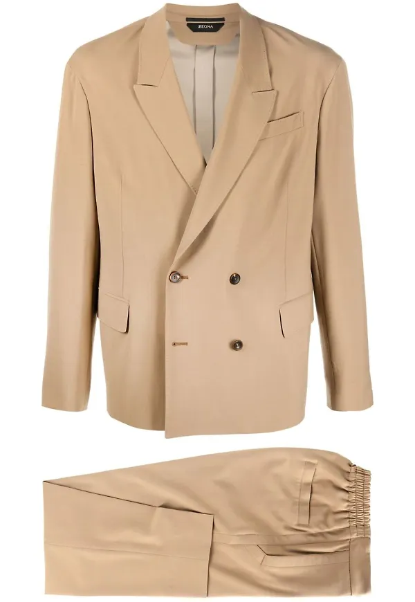Zegna dubbelknäppt kostym - Neutral