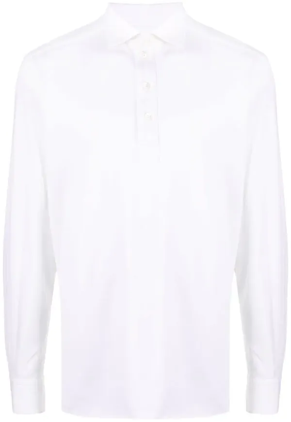 Zegna långärmad pikétröja - Vit