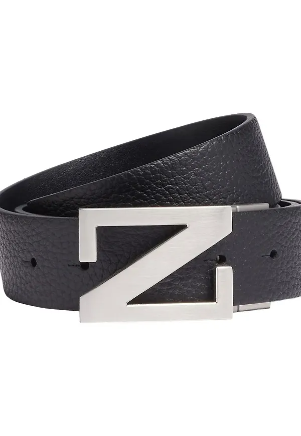 Zegna vändbart läderbälte - Svart
