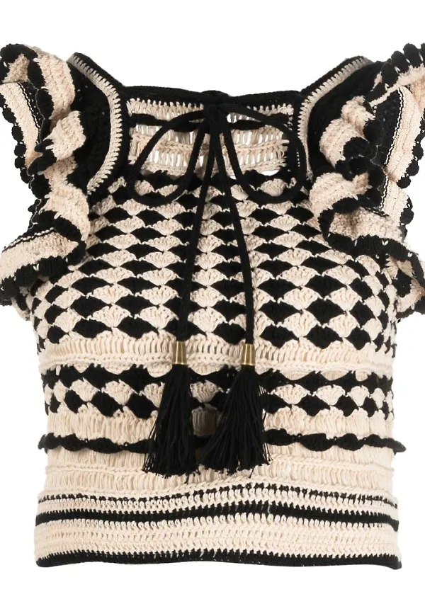 ZIMMERMANN Anneke virkad croptop - Svart