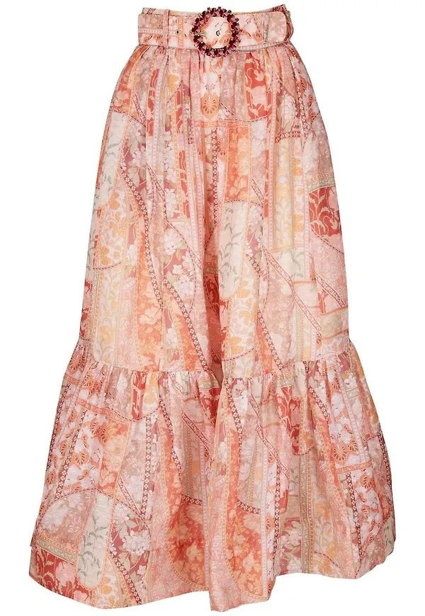 ZIMMERMANN belted-waist midi skirt - Orange