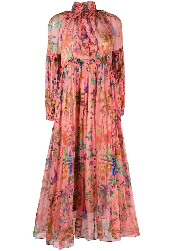ZIMMERMANN blommig volangklänning - Rosa