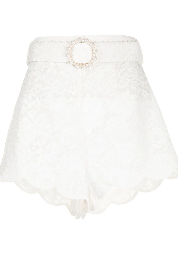ZIMMERMANN blommiga shorts med hög midja - Vit