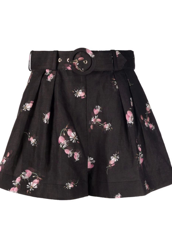 ZIMMERMANN blommiga utsvängda shorts - Svart