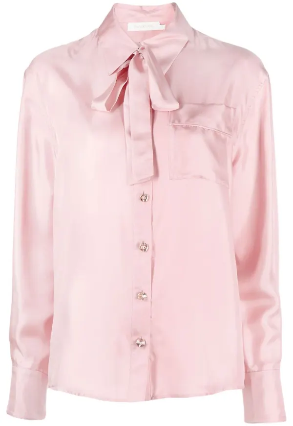 ZIMMERMANN blus med knytkrage - Rosa