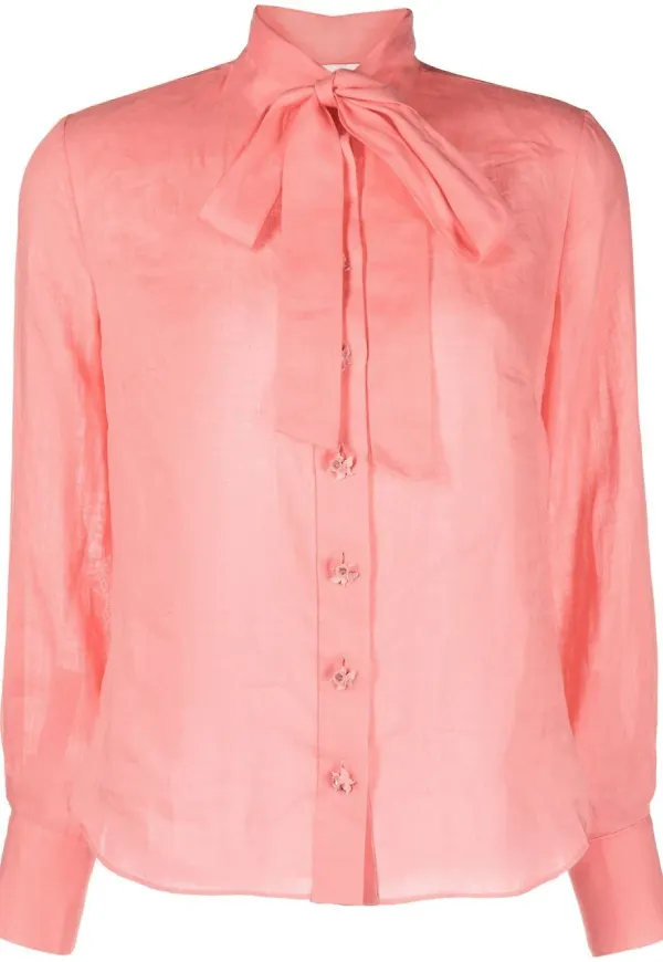 ZIMMERMANN blus med knytkrage - Rosa
