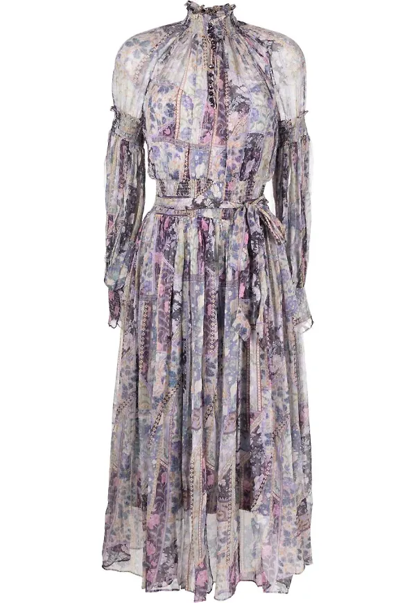 ZIMMERMANN Celestial blommig midiklänning - Lila