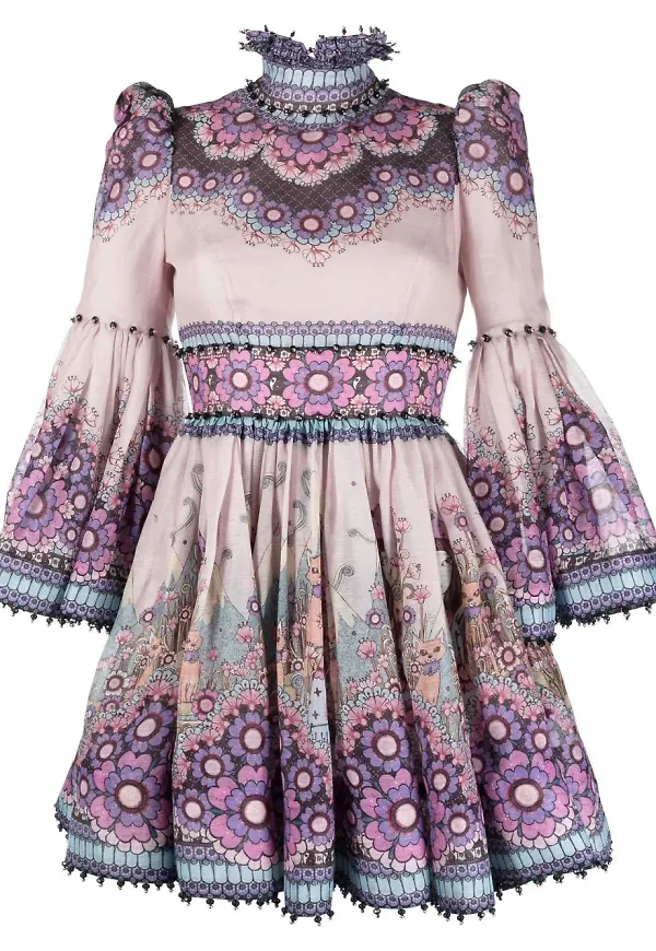 ZIMMERMANN Celestial miniklänning med klockärm - Rosa