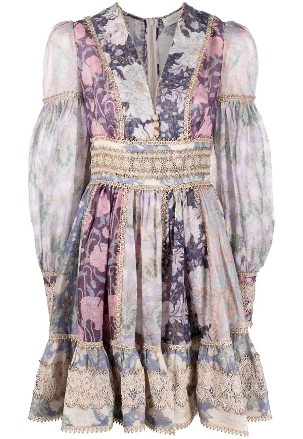 ZIMMERMANN Celestial miniklänning med spetsdetalj - Lila