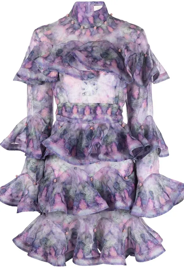 ZIMMERMANN Celestial miniklänning med volang - Lila