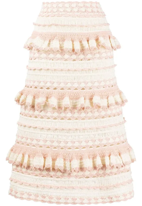 ZIMMERMANN Clover virkad midikjol - Neutral