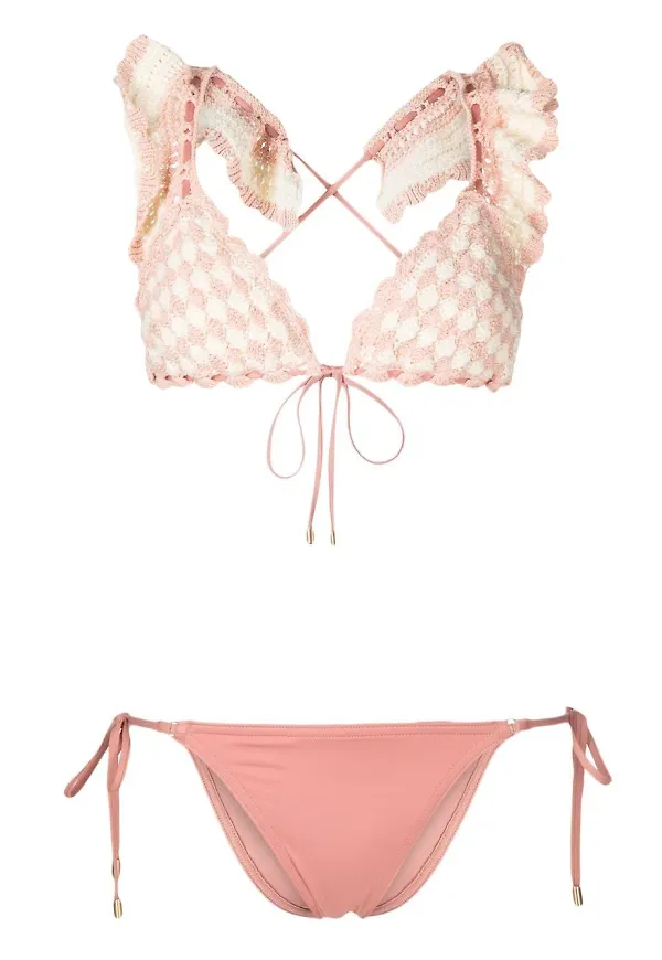 ZIMMERMANN Clover virkstickad trekantsbikini - Vit
