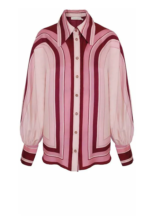 Zimmermann Concert Poet Silk Shirt Rosa, Dam