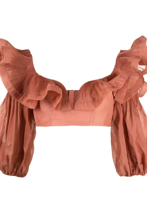ZIMMERMANN croptop med volang - Brun